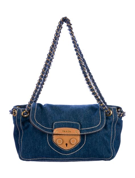 denim prada bag|Prada evening bag.